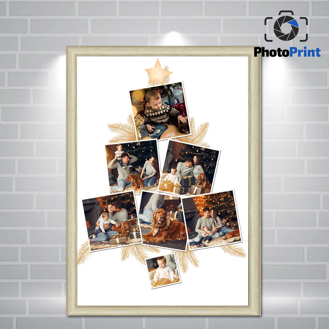 Фотоколаж "Christmas tree" Gold+ Рамка PhotoPrint