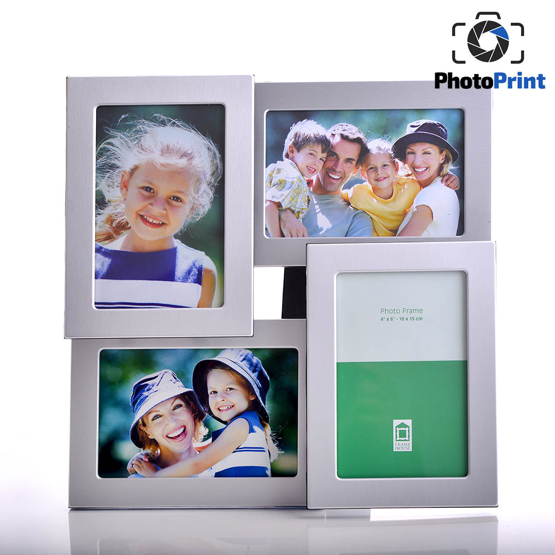 Луксозна рамка колаж за 4 броя снимки - сива PhotoPrint