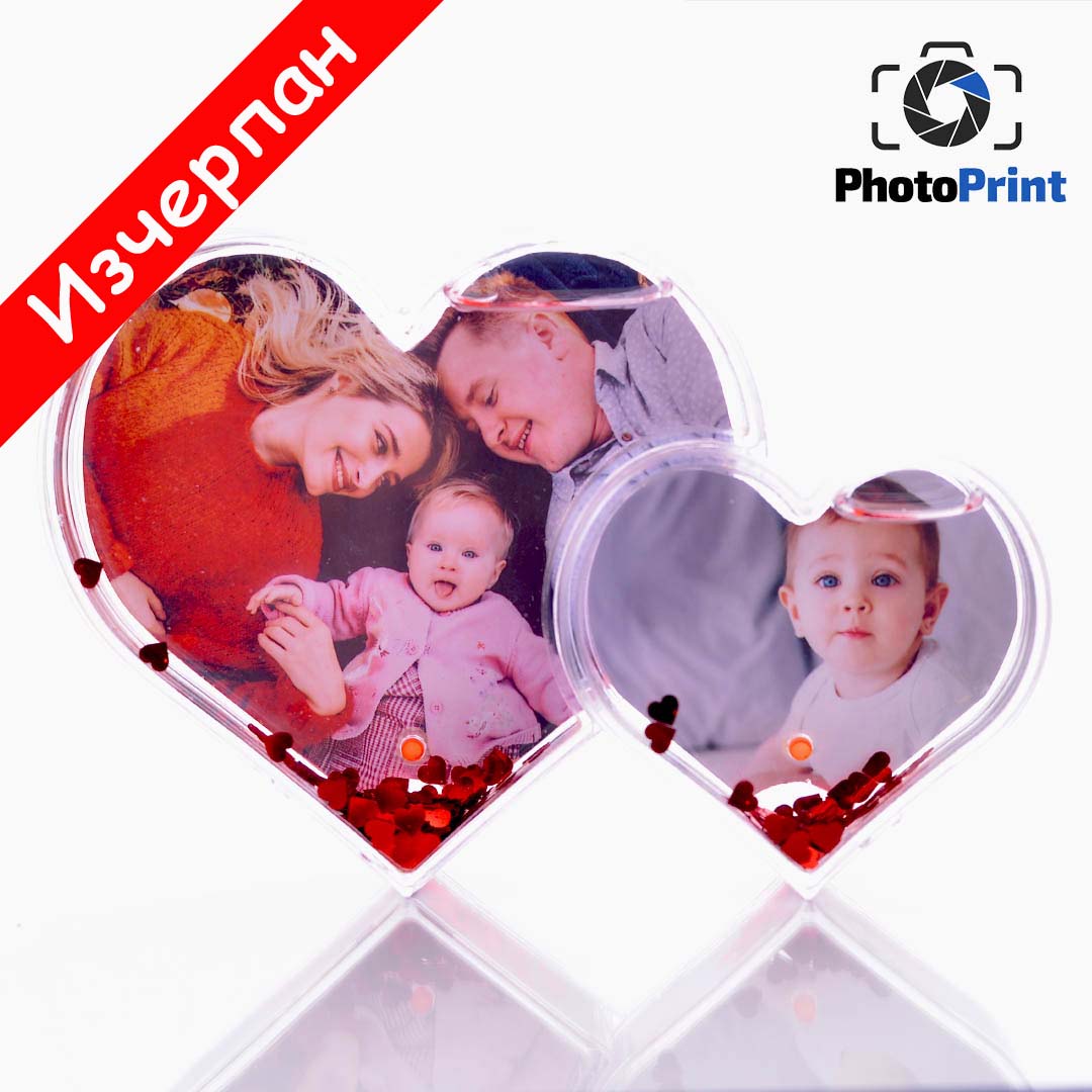 Преспапие "Две сърца" с Ваши снимки  PhotoPrint